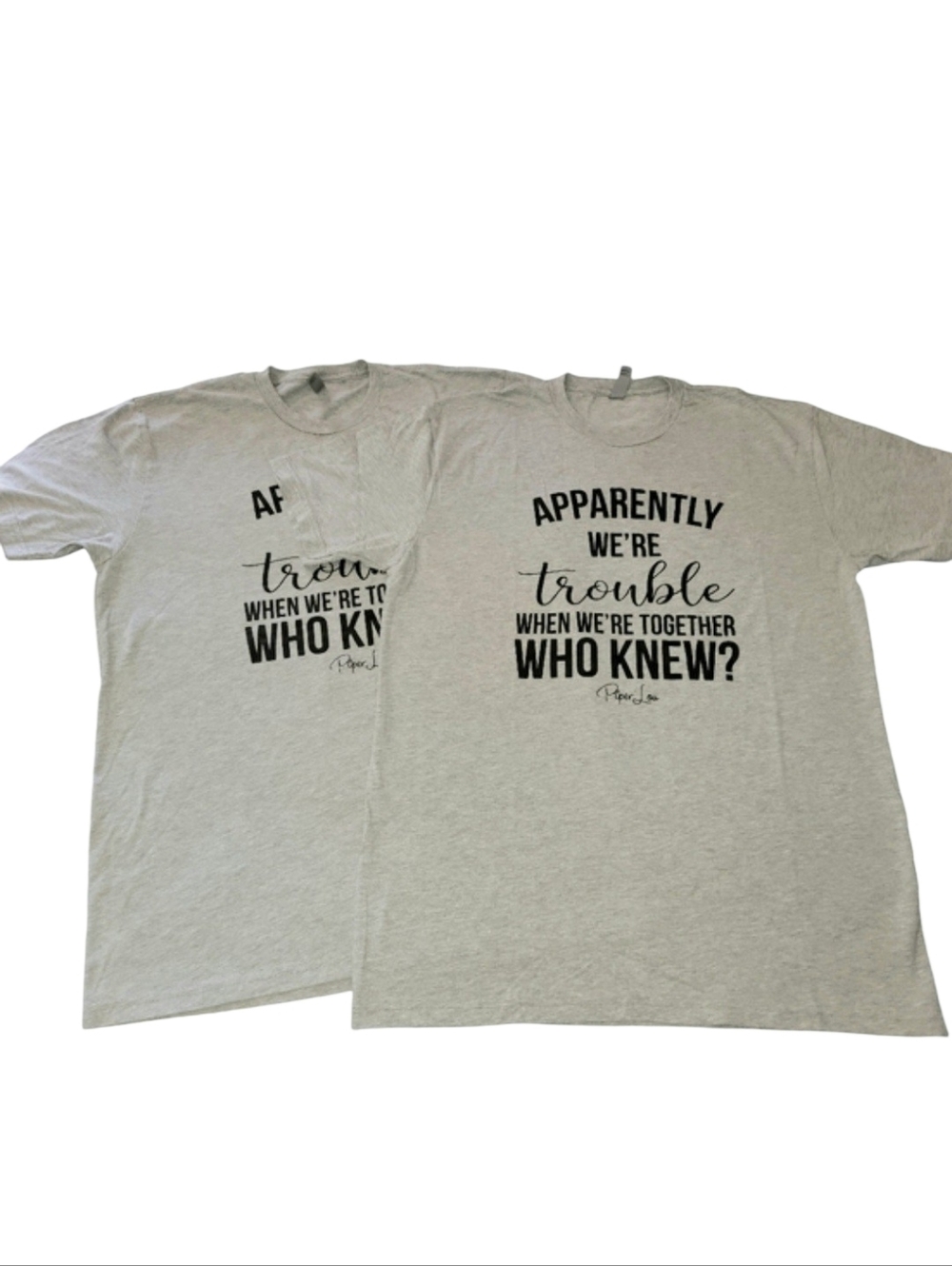 Bundle 2 Piper Lou "Apparently We're Trouble"  Graphic T-shirts Gray Size Large